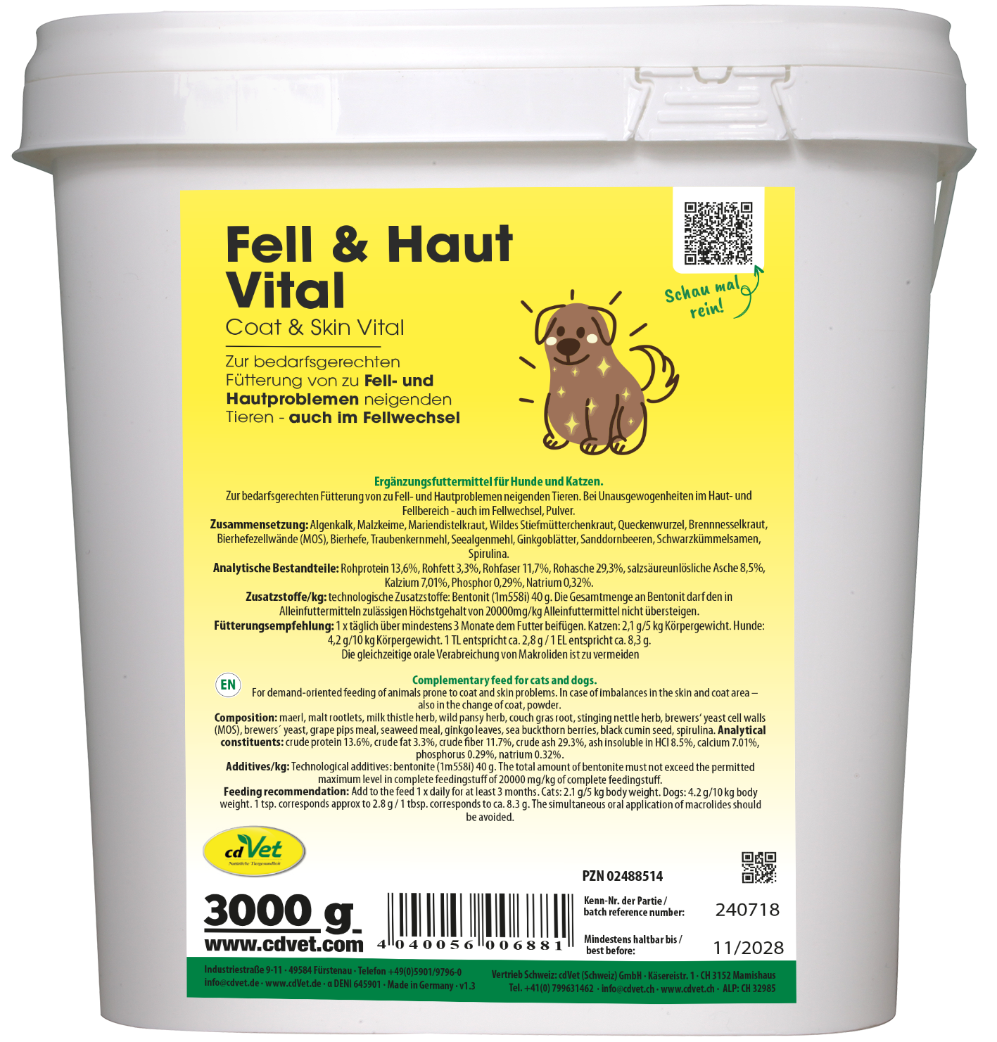 Fell & Haut Vital Hund & Katze 3 kg